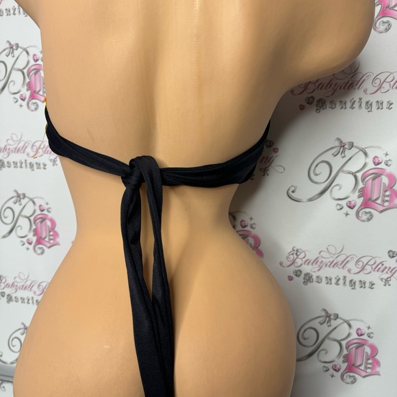 Victoria’s Secret bikini top black with gold hardware Victoria’s Secret logo - Picture 3 of 9